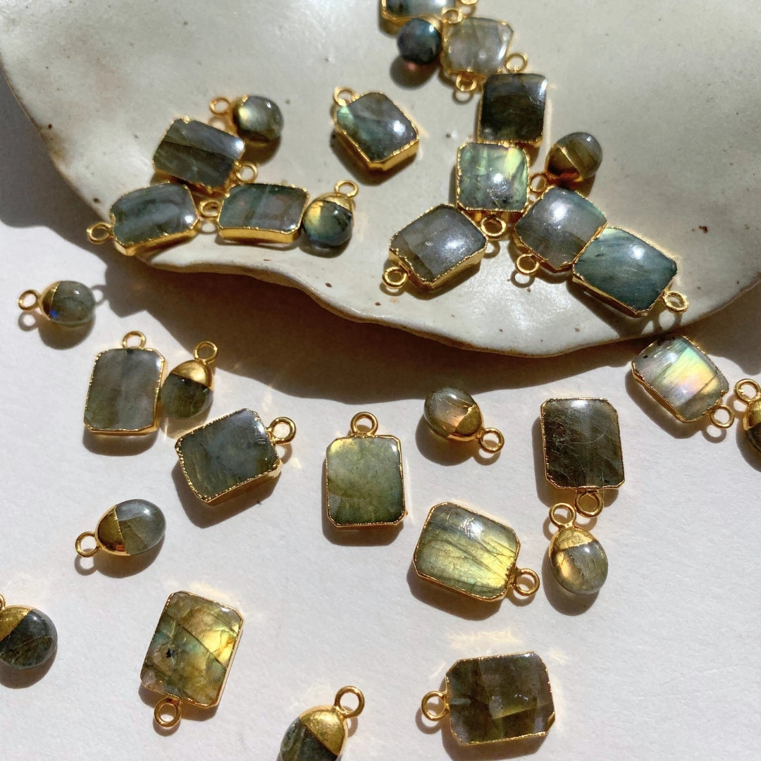 Labradorite Gem Hoop Earrings