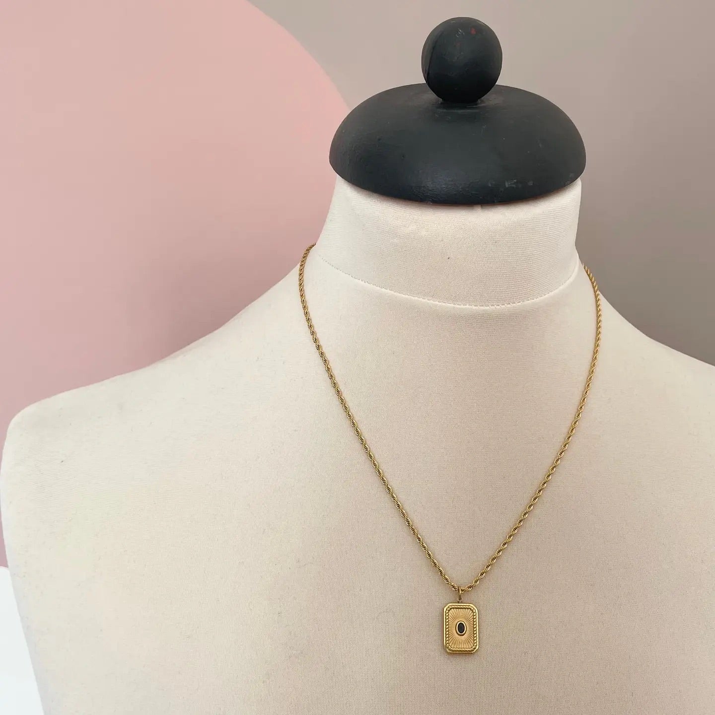 Noir Octagon Pendant Necklace