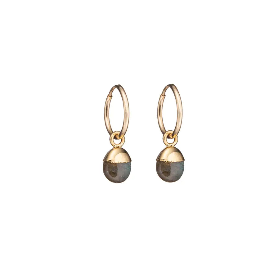 Labradorite Tiny Tumbled Hoop Earrings