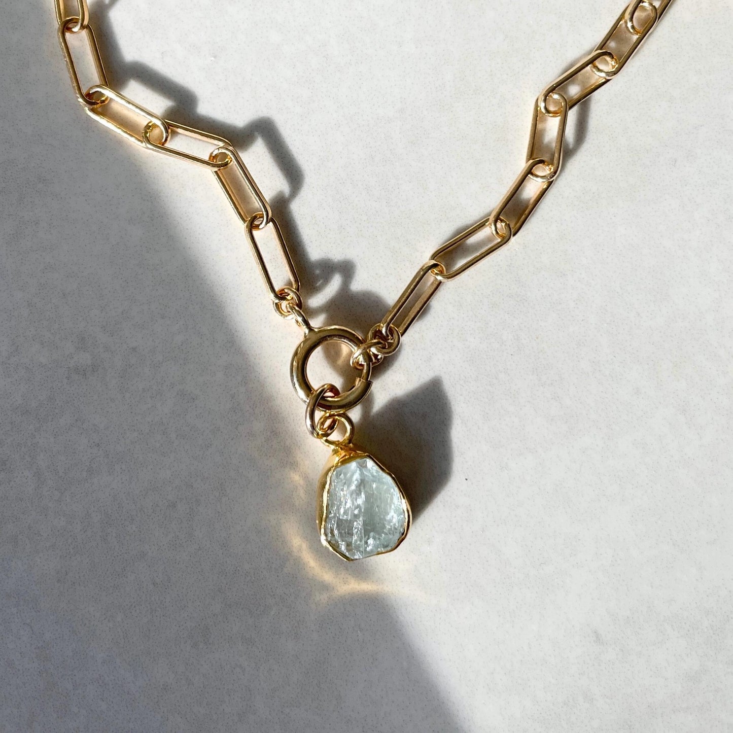 Aquamarine Chunky Necklace (Gold Plated)
