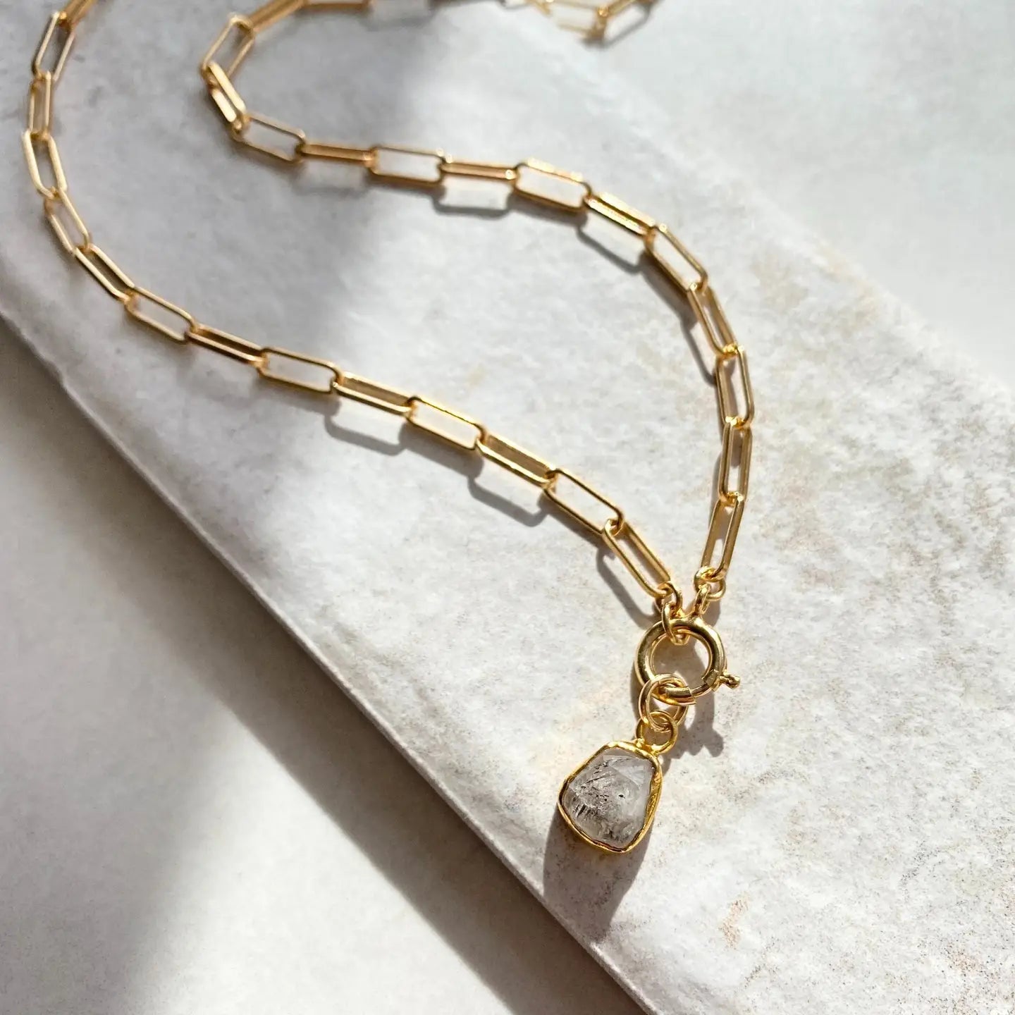 Herkimer Diamond Chunky Chain Necklace