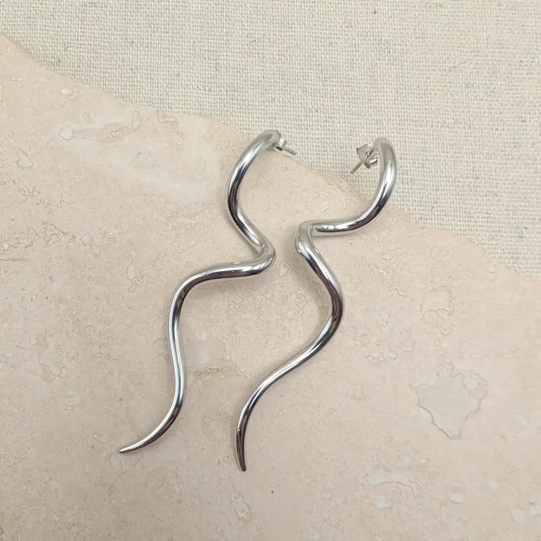 Silver Statement Swirl Earrings