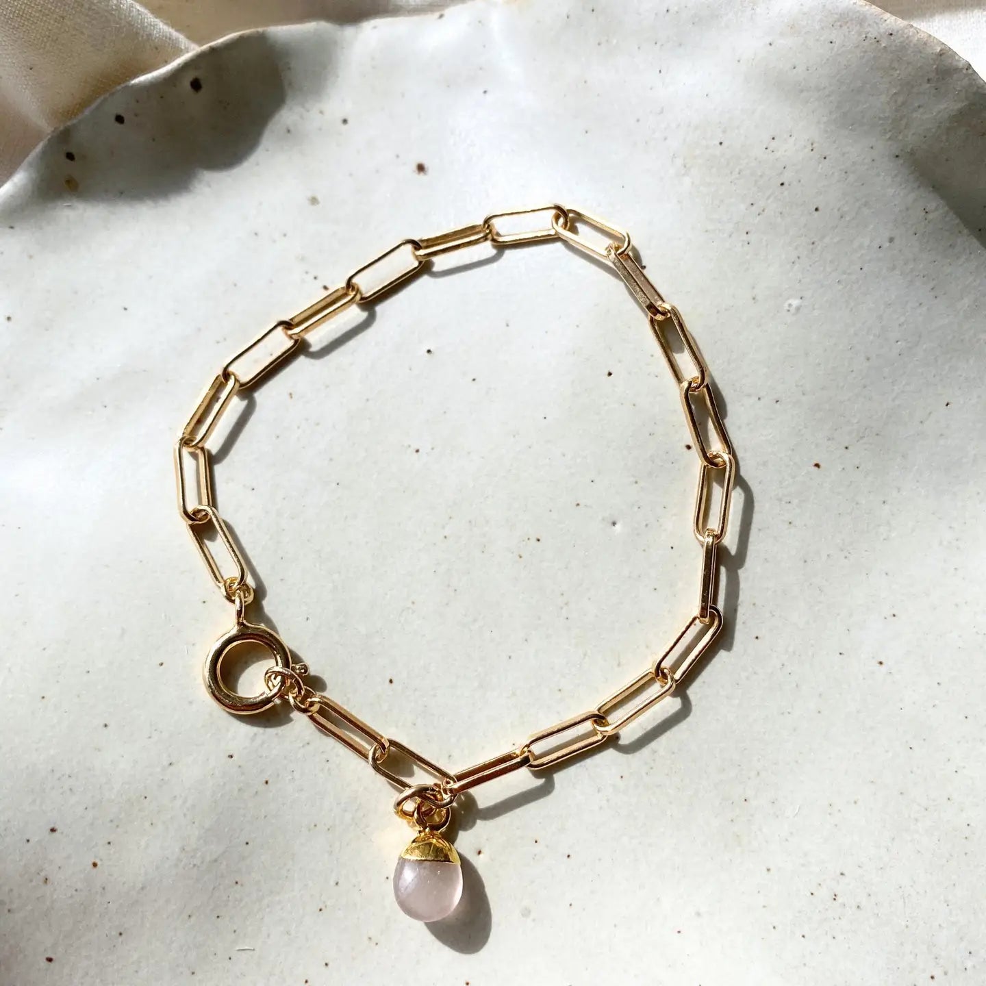 Rose Quartz Chunky Chain Bracelet