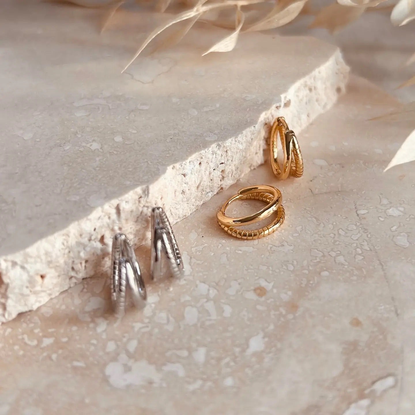 Elegant Duo Hoops in Gold Vermeil or Sterling Silver