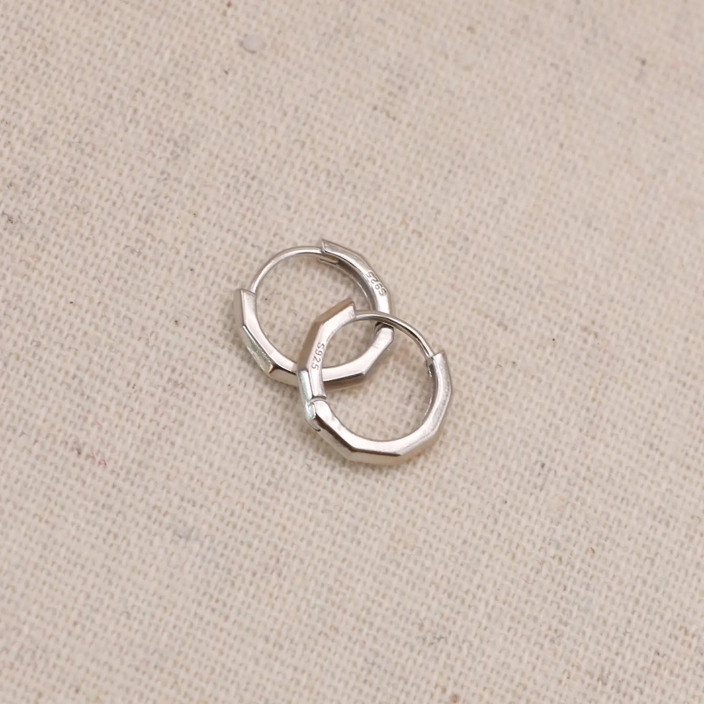 Bevelled Huggie Hoops Earrings