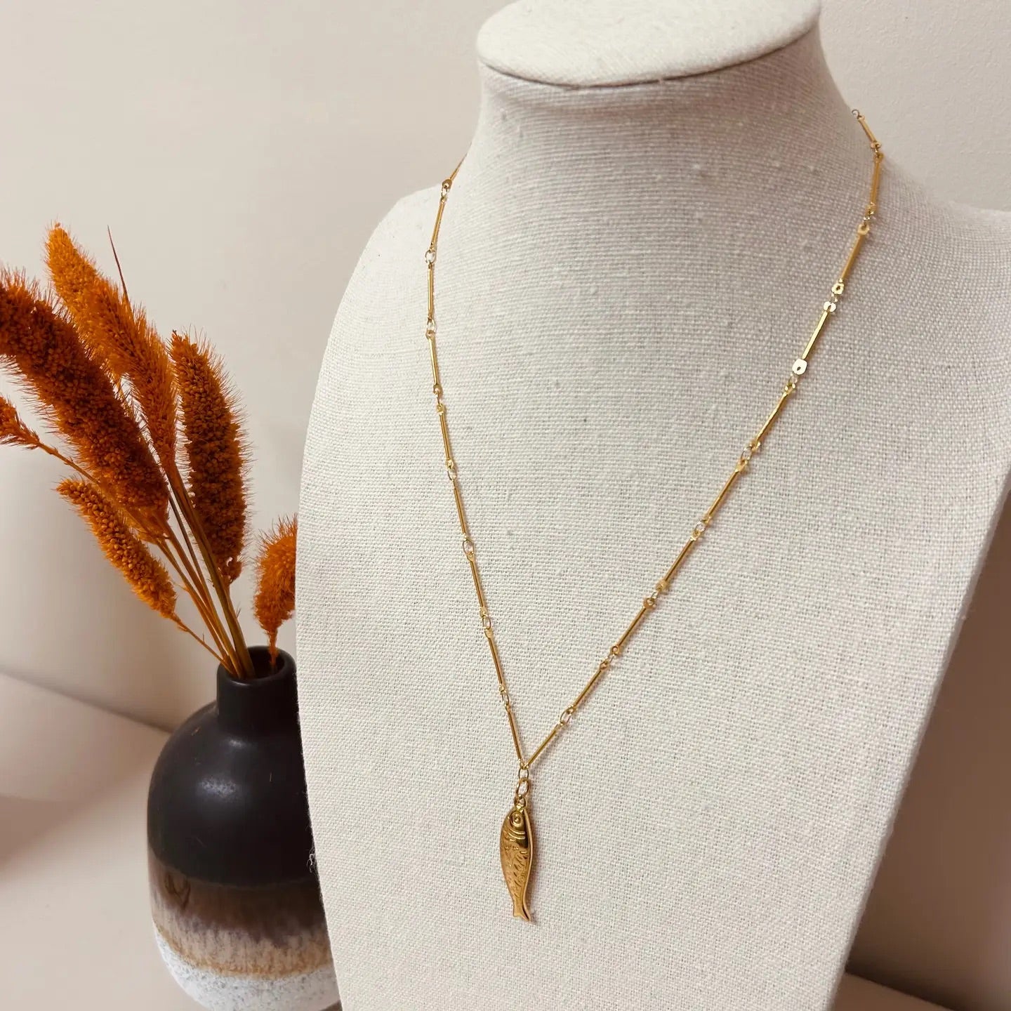 Gold Fish Pendant Necklace