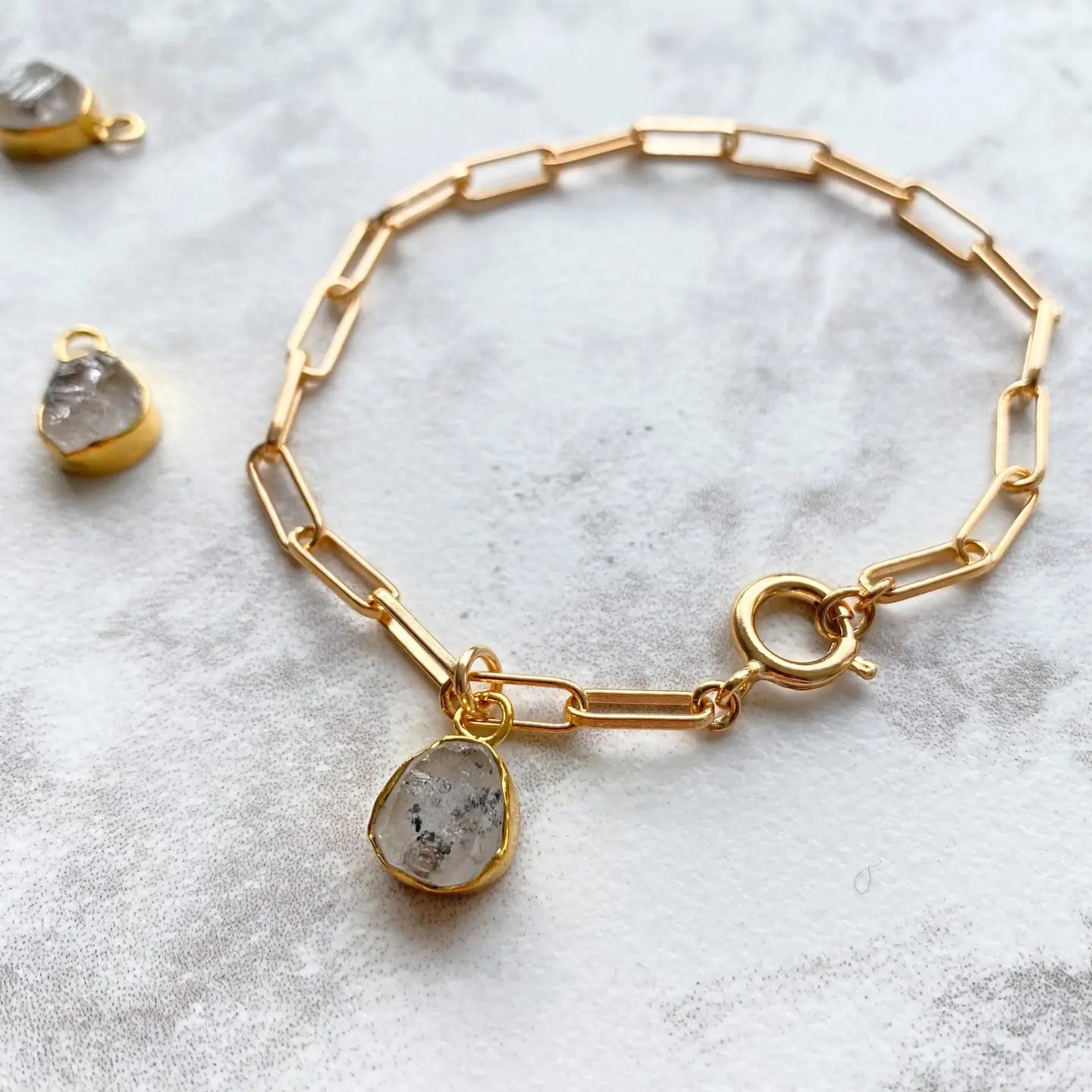 Herkimer Diamond Chunky Chain Bracelet