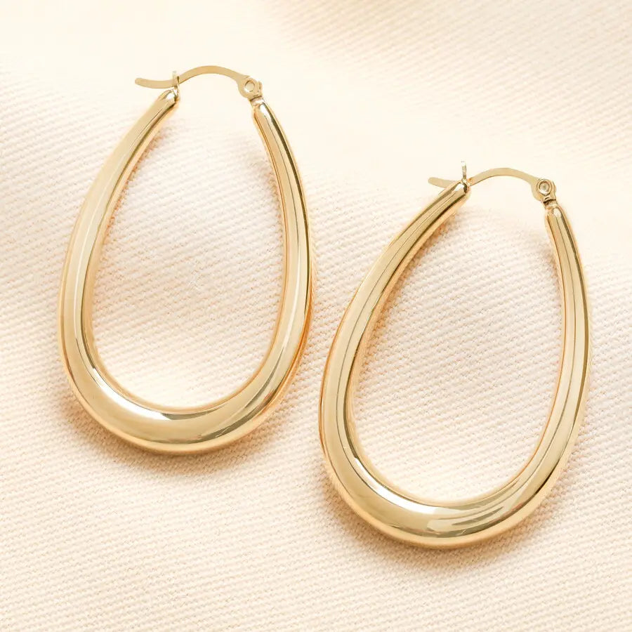 Stainless Steel Oversized Teardrop Hoop Earrings in Gold