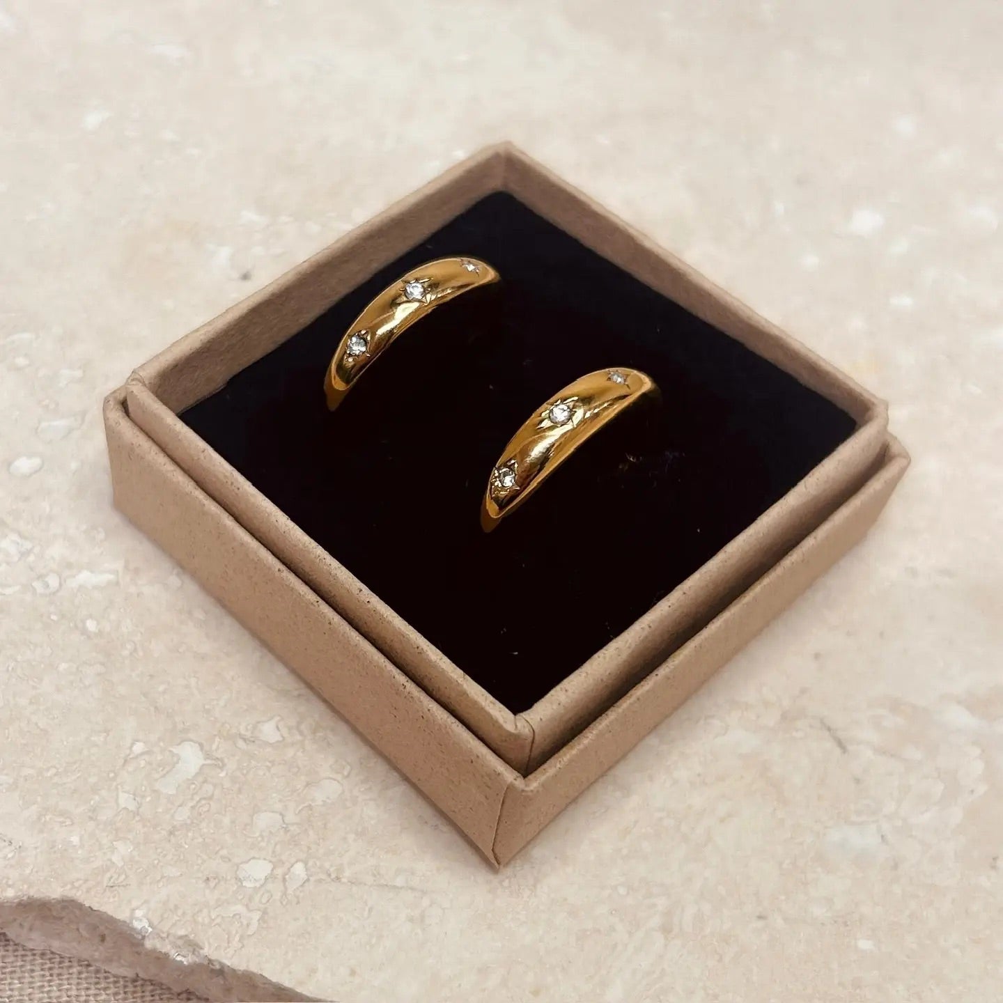 Embossed Star Hoops Earrings