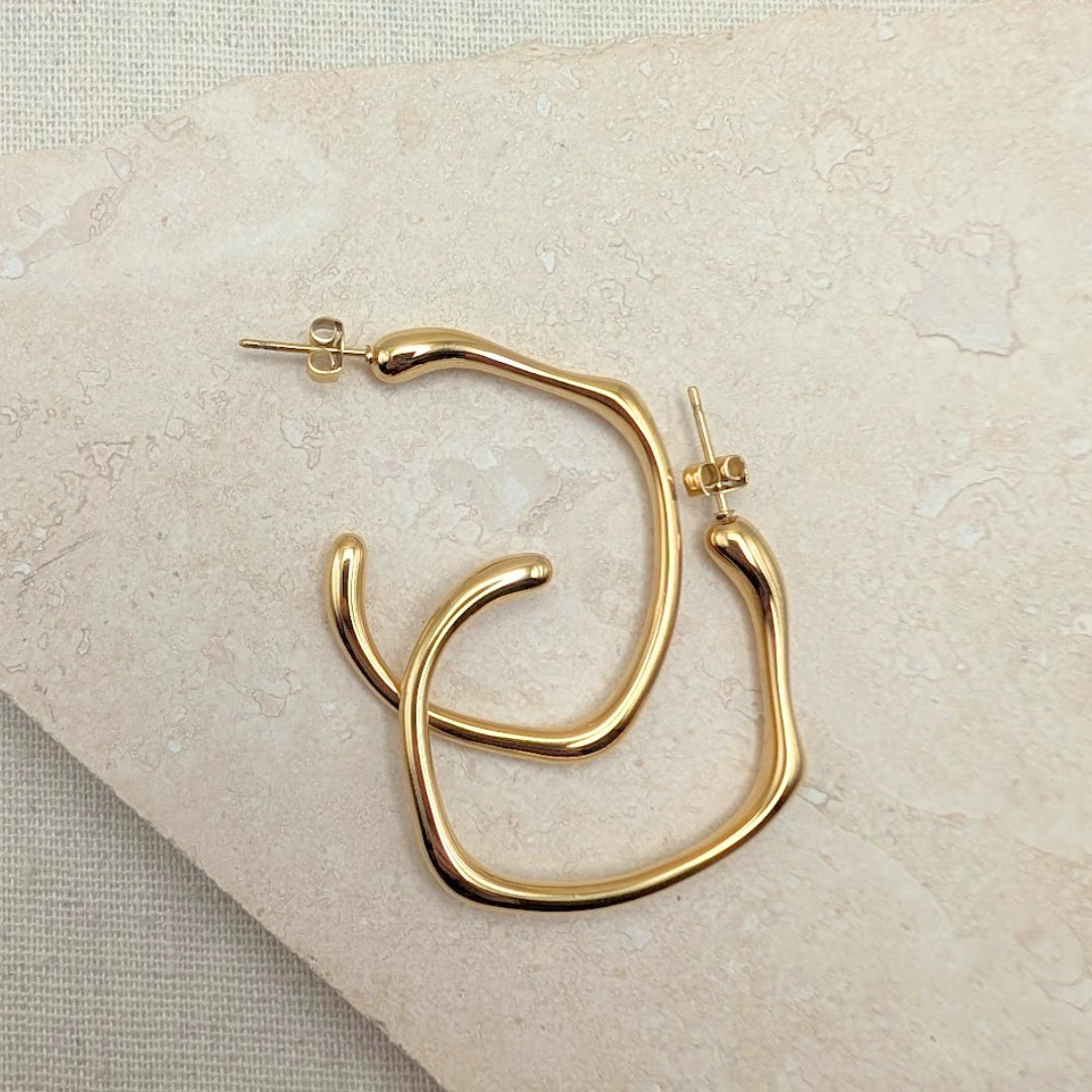 Gold Molten Hoops Earrings