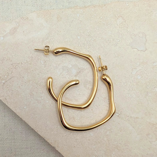 Gold Molten Hoops Earrings