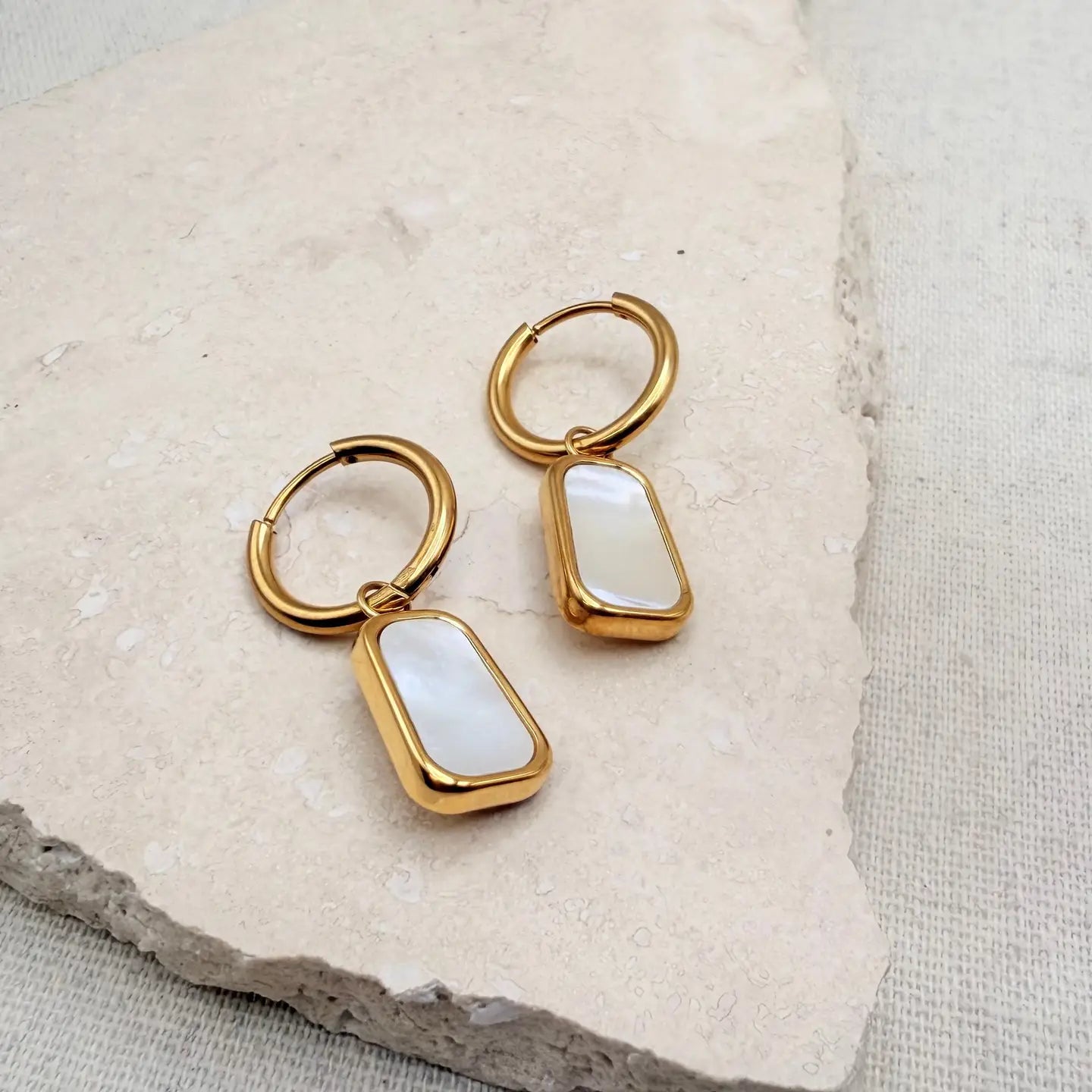 Mother of Pearl Hoops Earrings