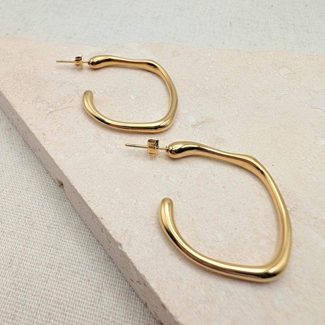 Gold Molten Hoops Earrings