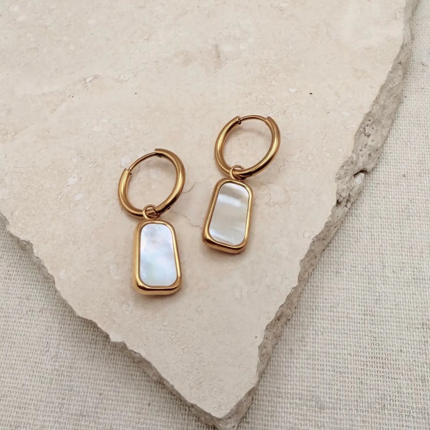 Mother of Pearl Hoops Earrings