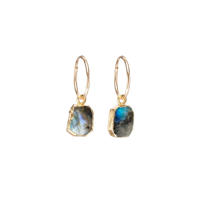 Labradorite Gem Hoop Earrings