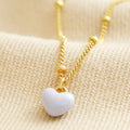 Blue Enamel Heart Pendant Necklace in Gold