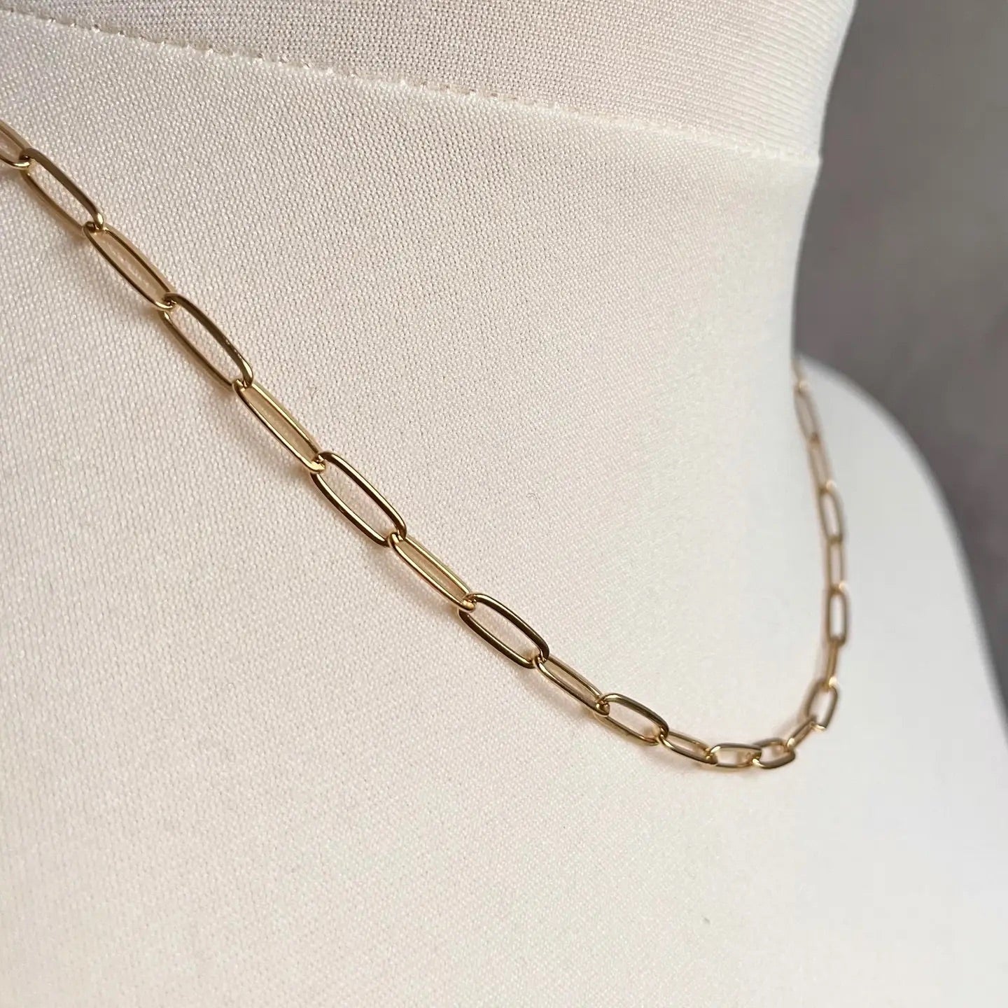 18k Gold Plated Long Link Chain Necklace