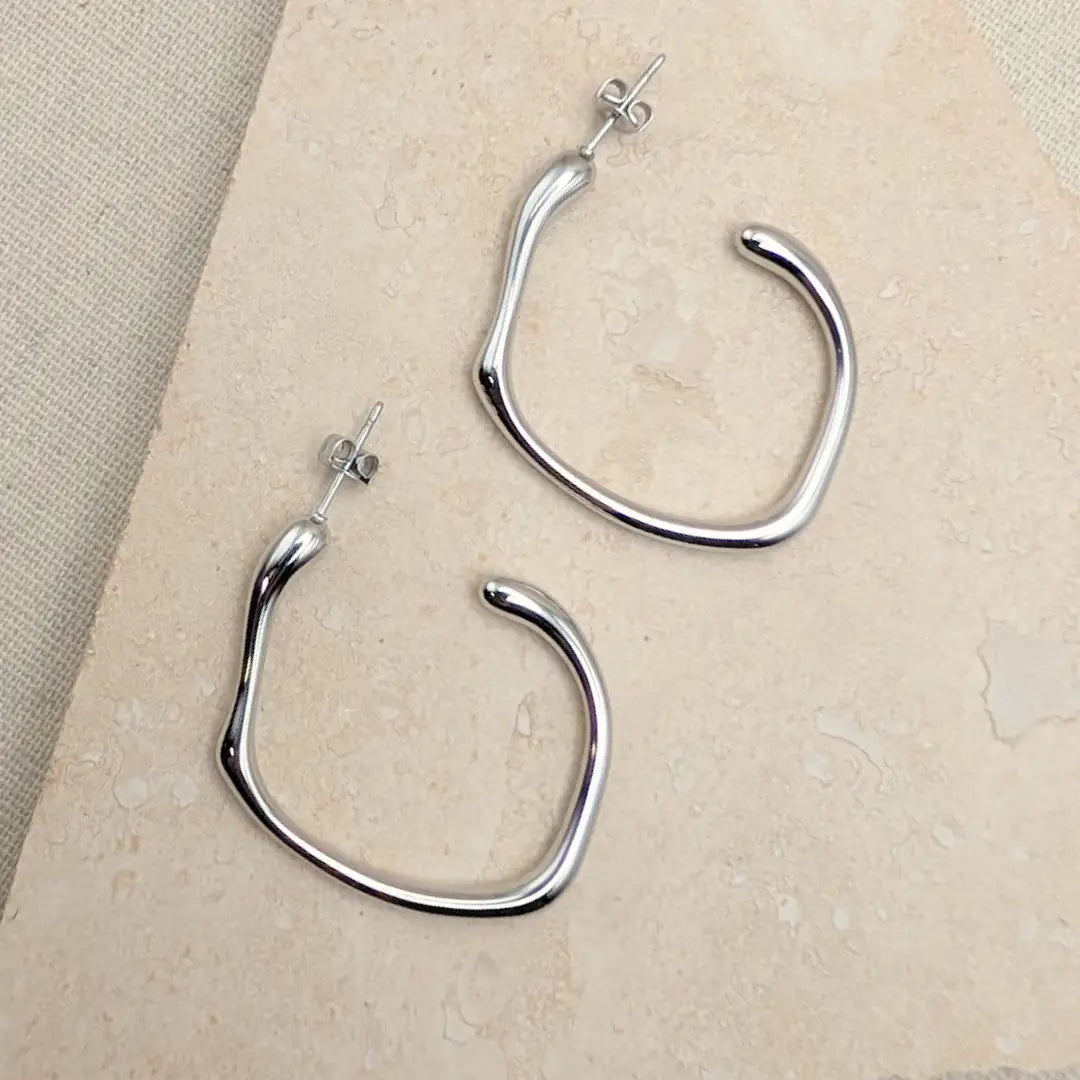 Silver Molten Hoops Earrings