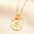 T-Bar Angel Coin Pendant Necklace in Gold