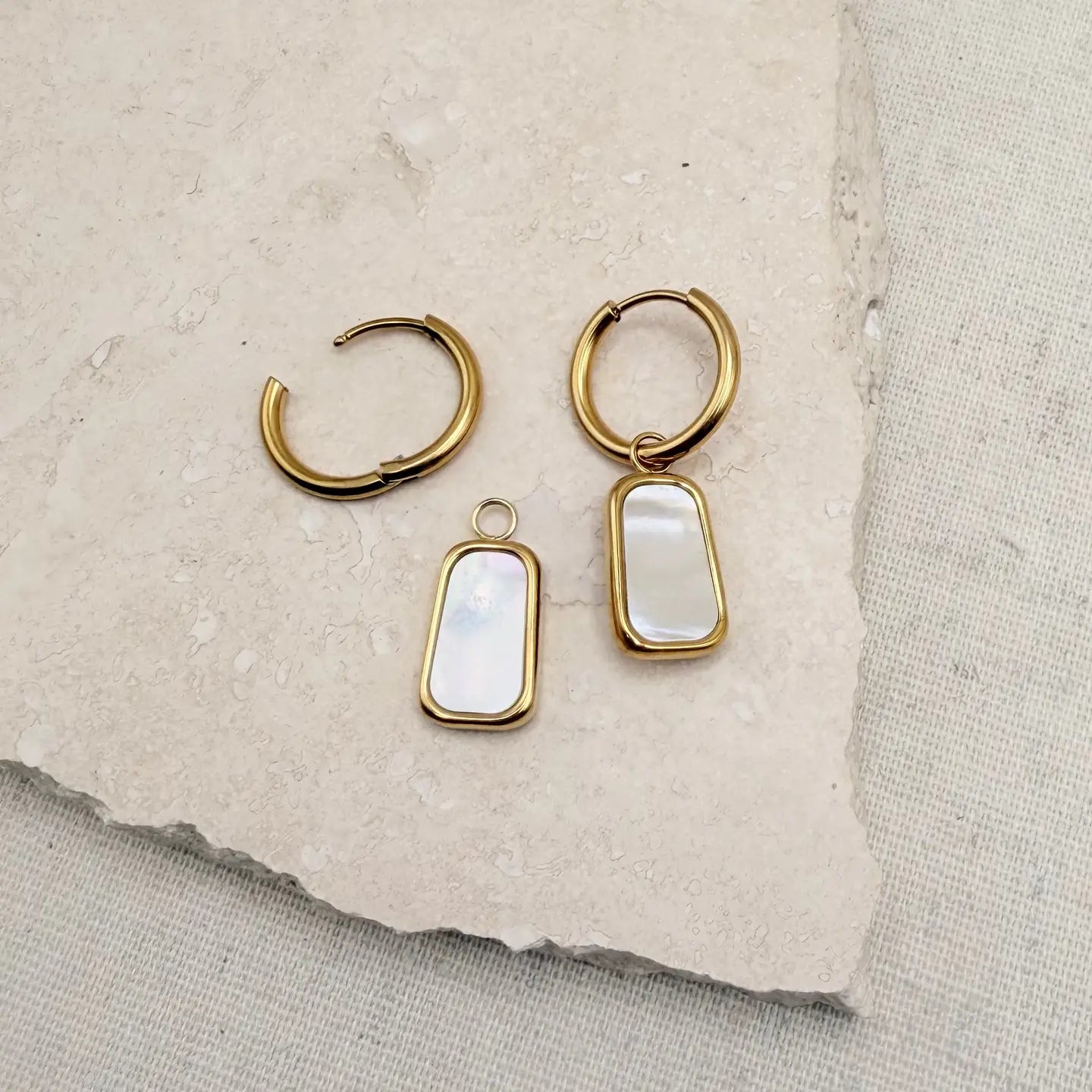 Mother of Pearl Hoops Earrings