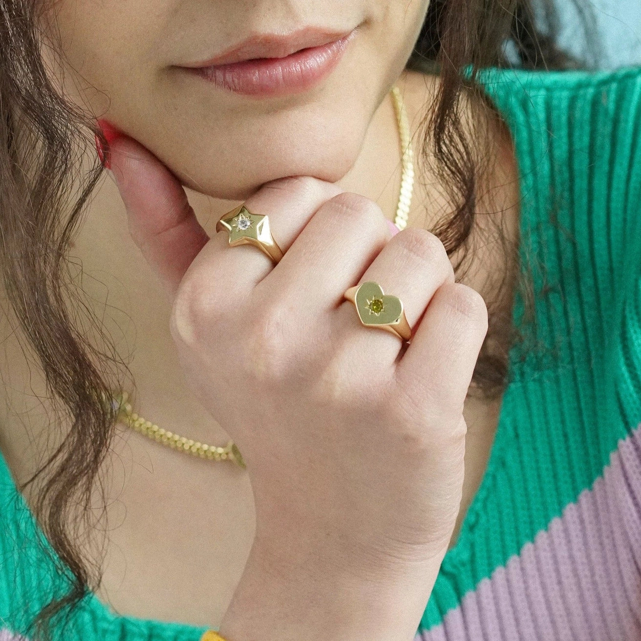 Peridot Heart Signet Ring
