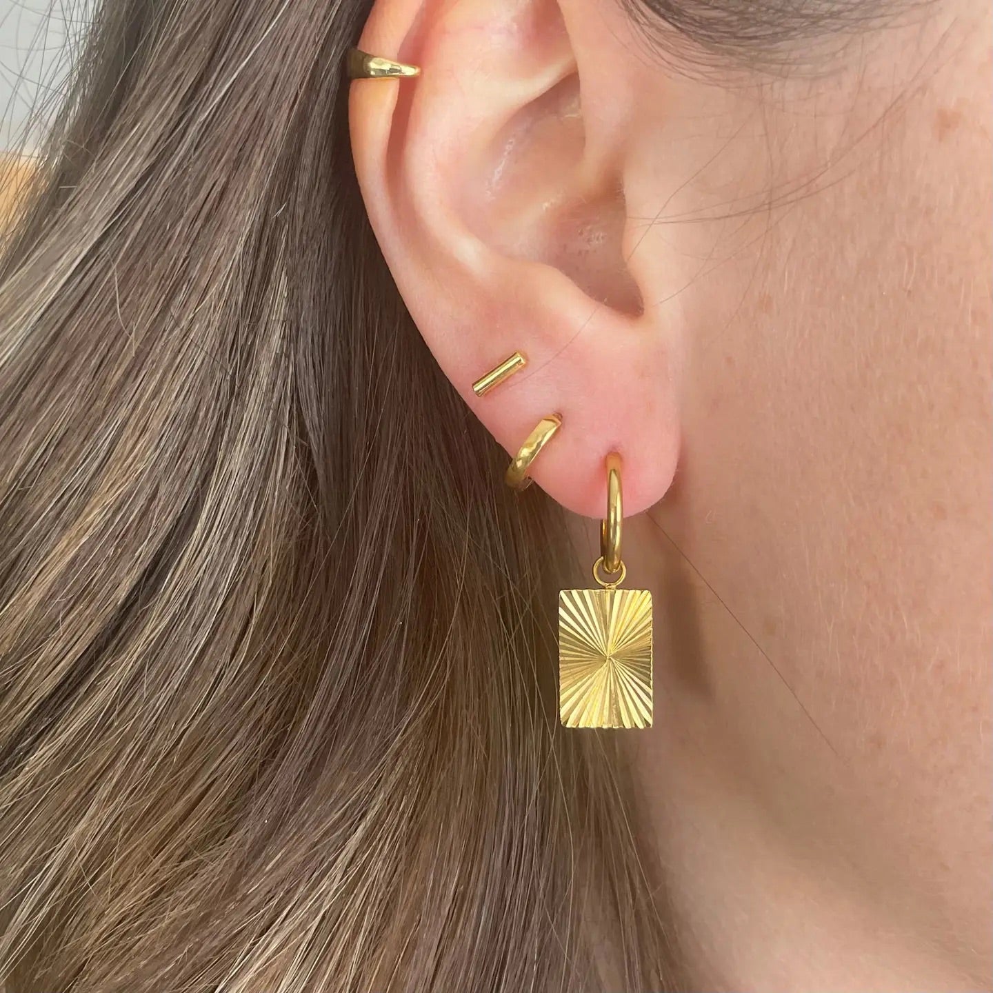 Rectangle Sunrise Hoops Earrings