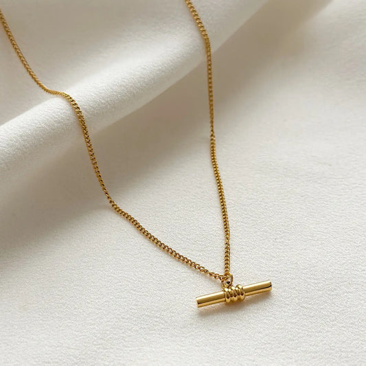 Gold Plated T-Bar Necklace