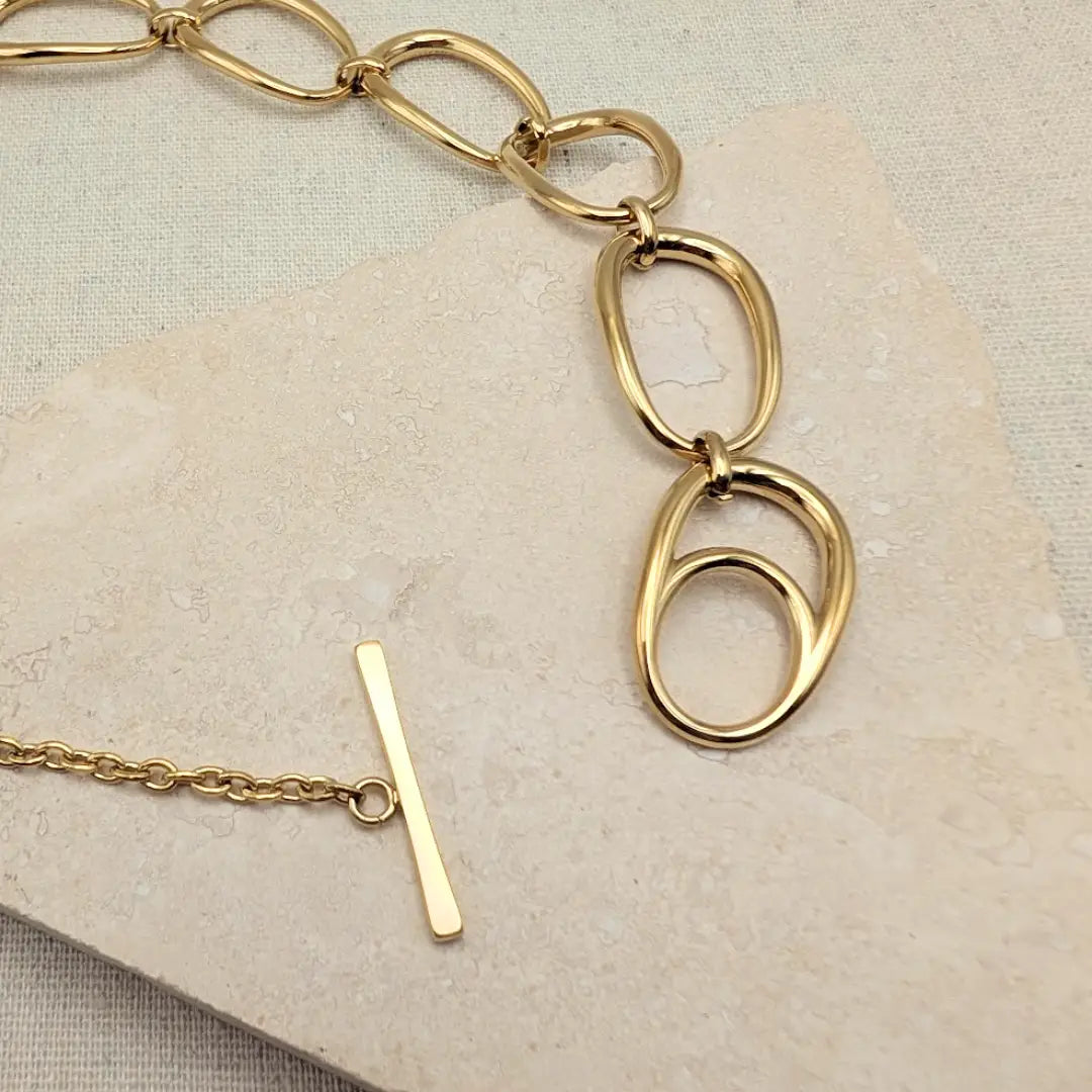 Gold Statement Pebble Necklace