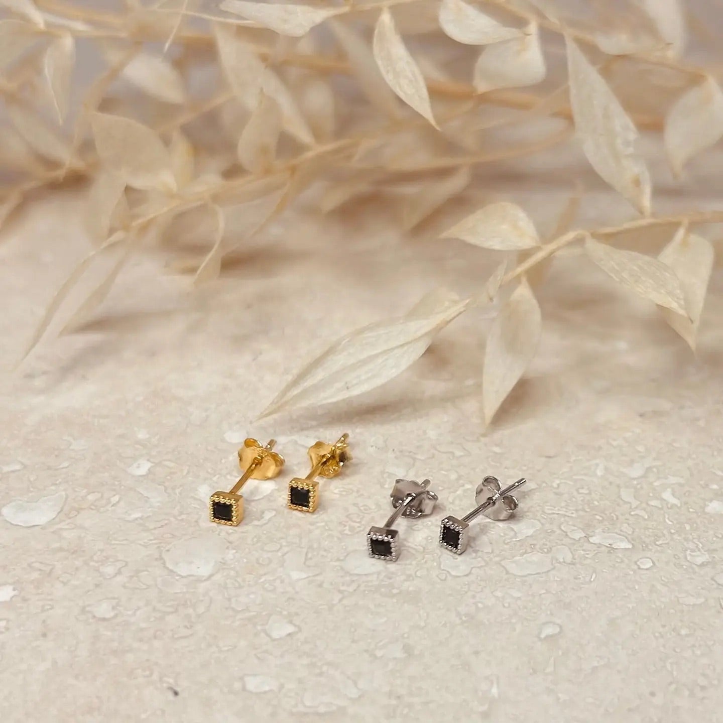 Gold or Silver Noir Studs