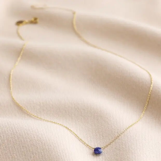 Semi-Precious Lapis Lazuli Stone Teardrop Pendant Necklace