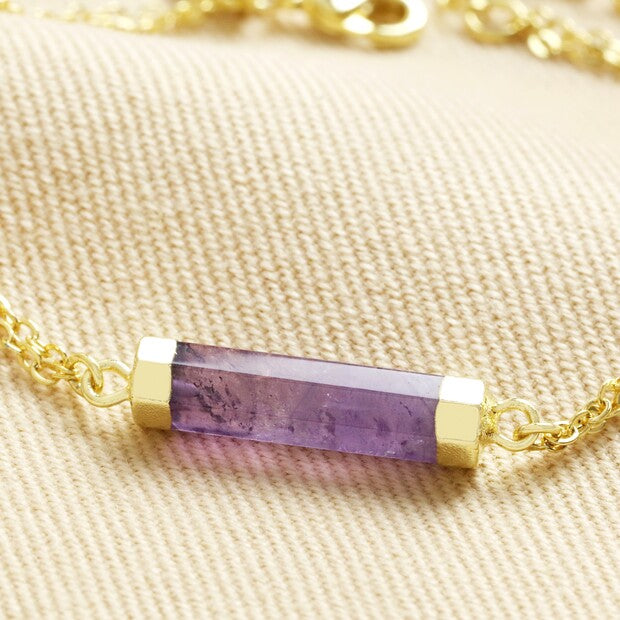 Healing Crystal Double Chain Bracelet in Gold Amethyst