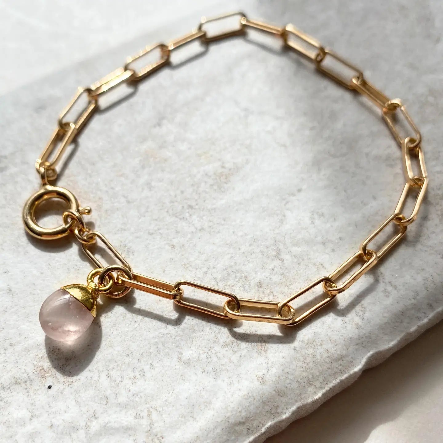 Rose Quartz Chunky Chain Bracelet