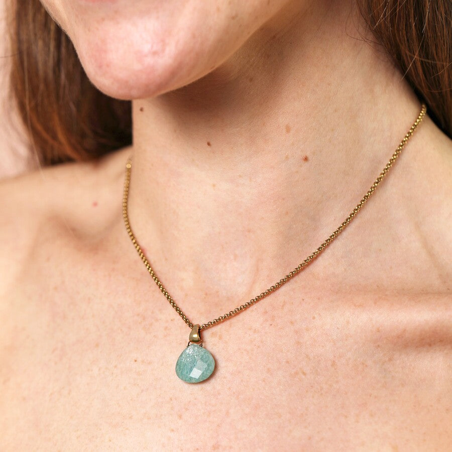 Stainless Steel Amazonite Pendant Necklace