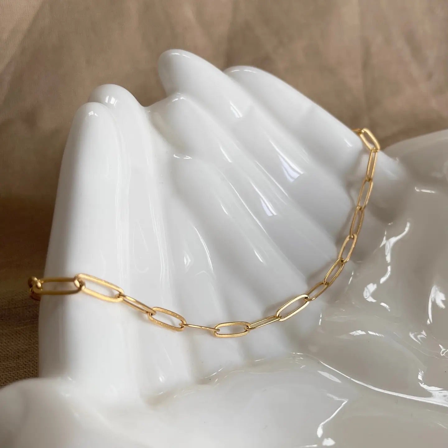 18k Gold Plated Long Link Chain Necklace