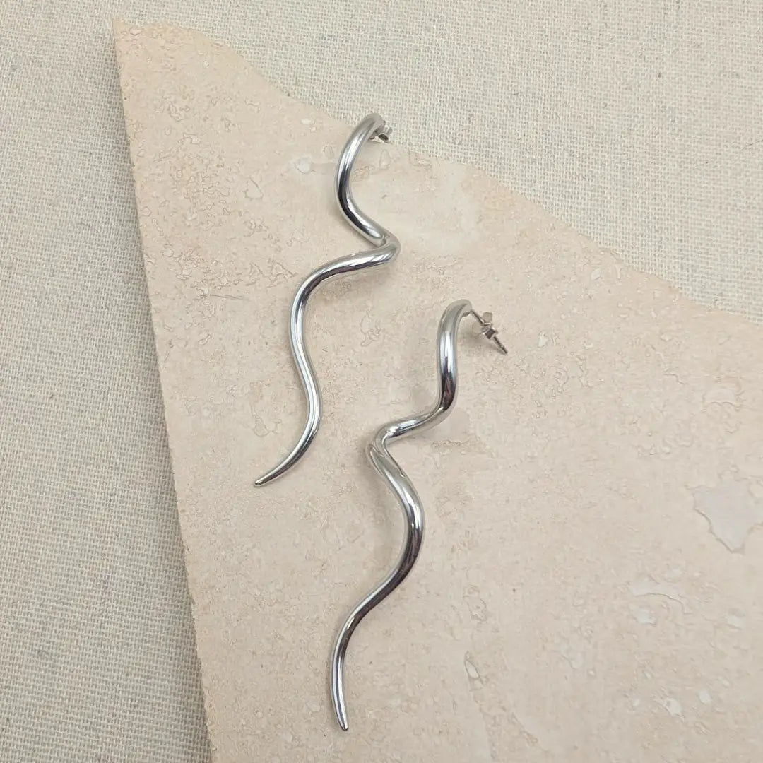 Silver Statement Swirl Earrings