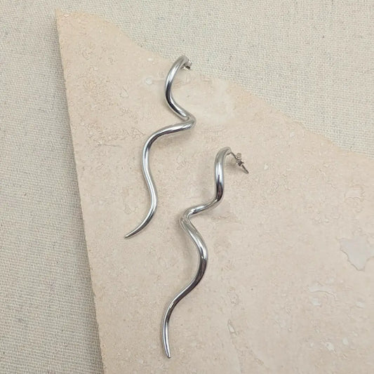 Silver Statement Swirl Earrings