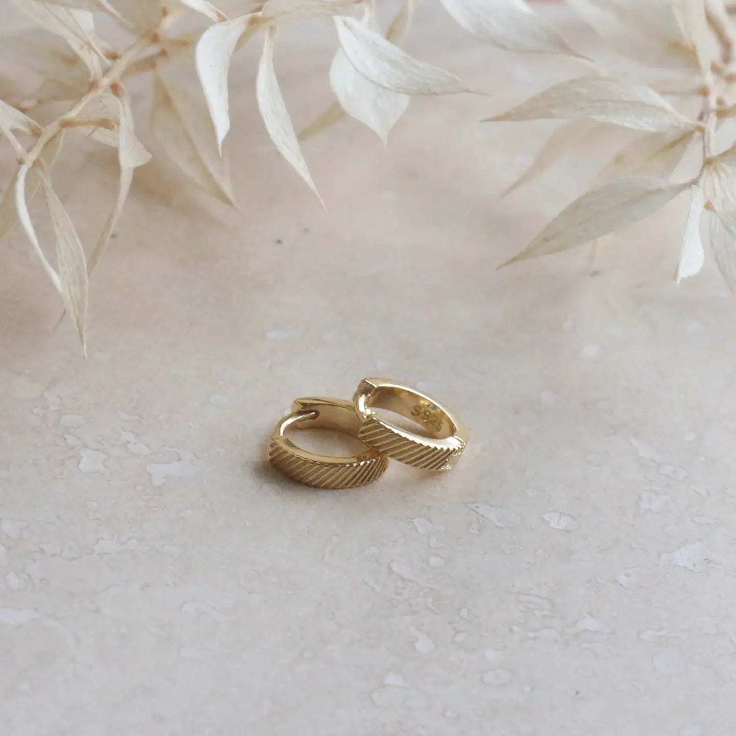 Etched Huggie Hoops Earrings