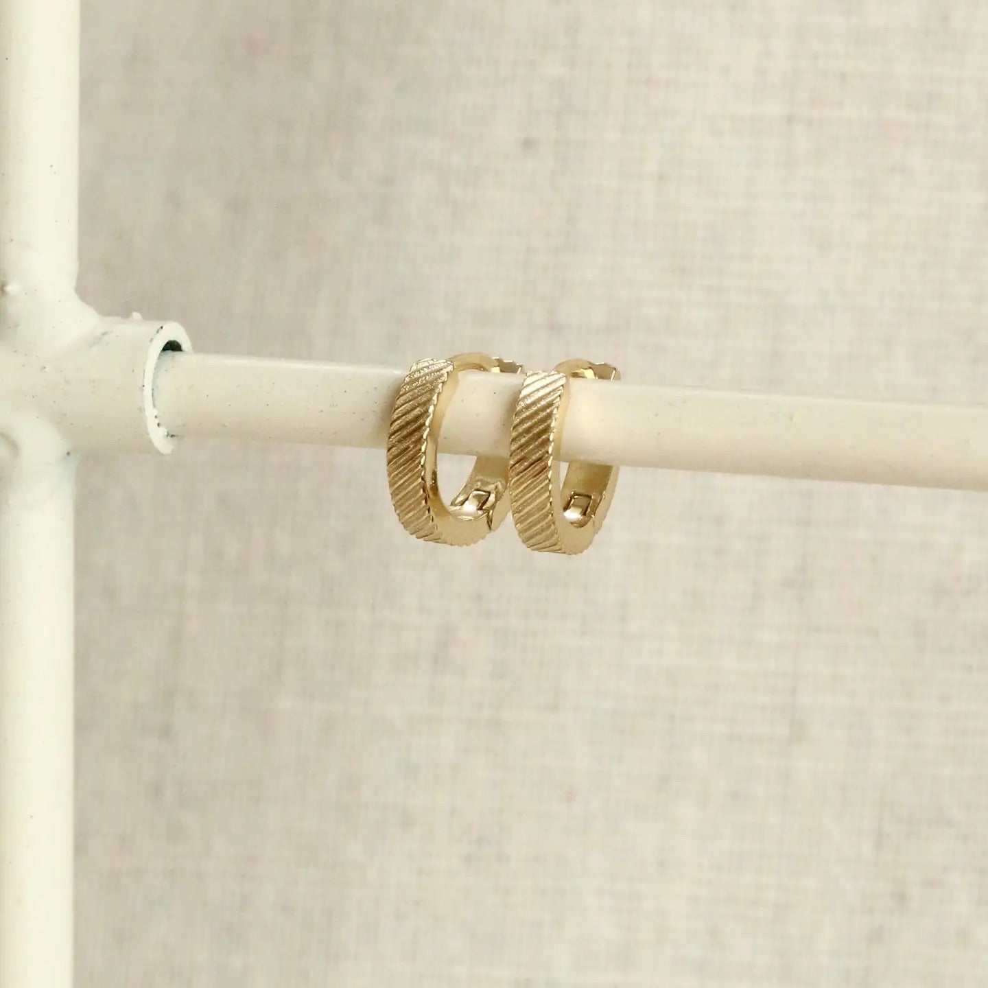 Etched Huggie Hoops Earrings