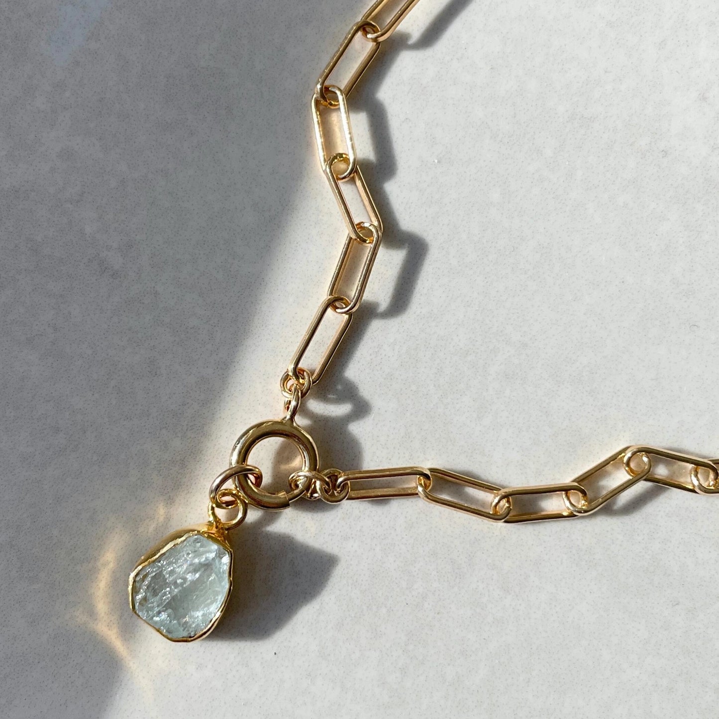 Aquamarine Chunky Necklace (Gold Plated)