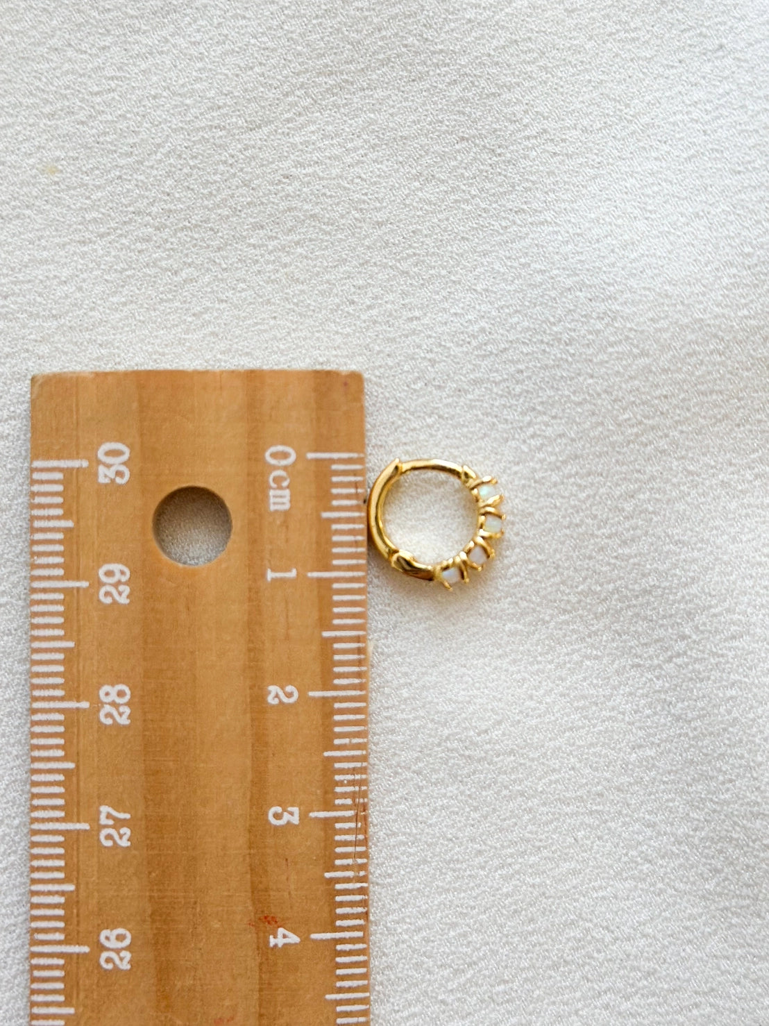 Gold Opal Encrusted Huggie Hoop Earrings