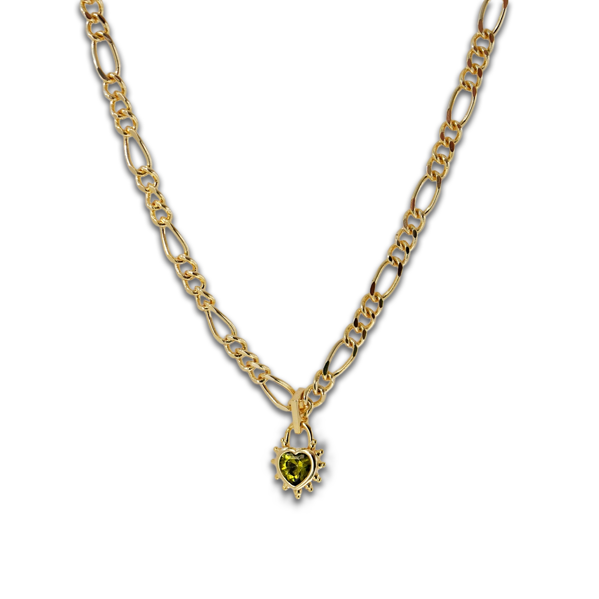 Peridot Heart Chunky Figaro Necklace