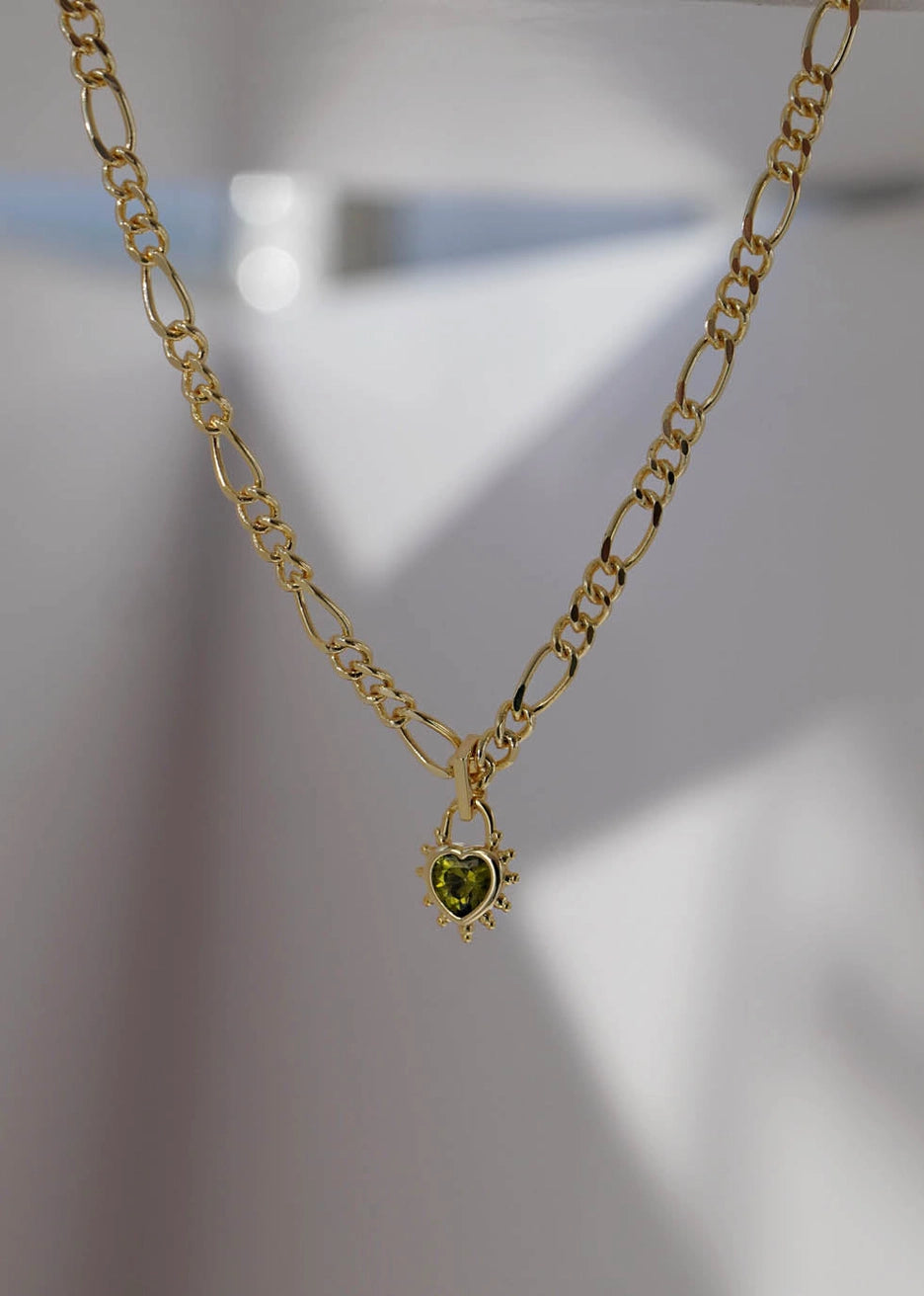 Peridot Heart Chunky Figaro Necklace