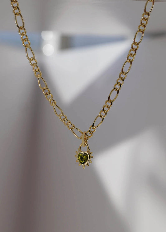 Peridot Heart Chunky Figaro Necklace